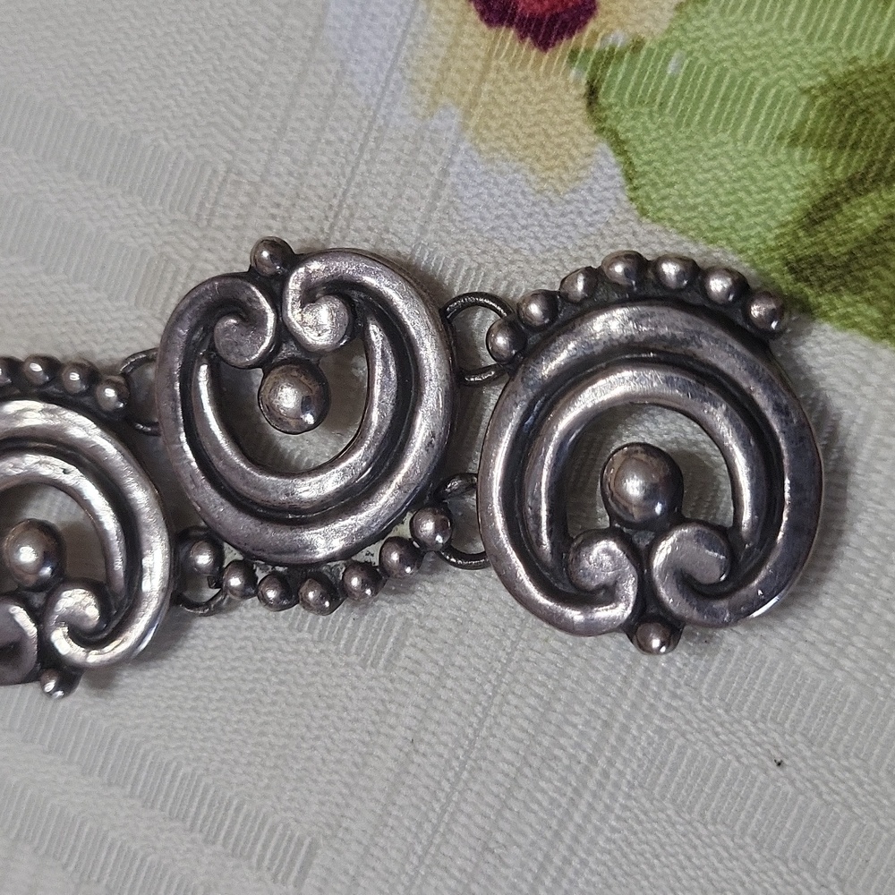 Vintage Los Castillo Mexican Sterling Silver Flower Bracelet - Picture 3 of 9